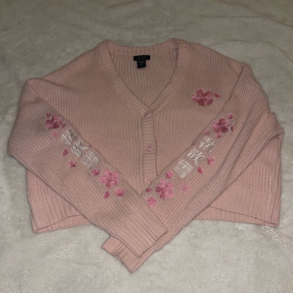 Elegant Pink Floral Cardigan